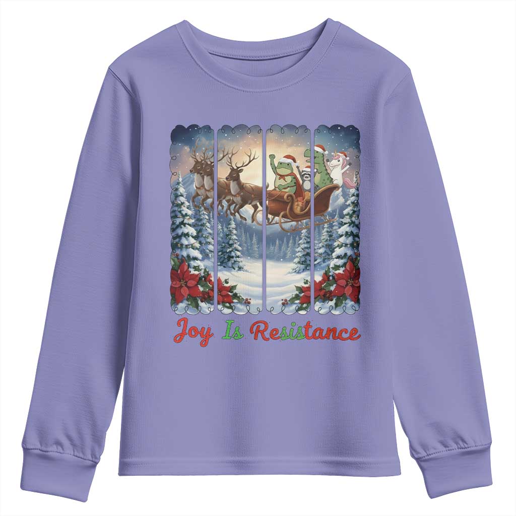 Joy Is Resistance Portland Frog Protest Youth Sweatshirt Funny Holiday Meme Gift Idea TS12 Violet Print Your Wear