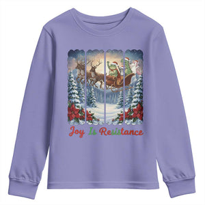 Joy Is Resistance Portland Frog Protest Youth Sweatshirt Funny Holiday Meme Gift Idea TS12 Violet Print Your Wear