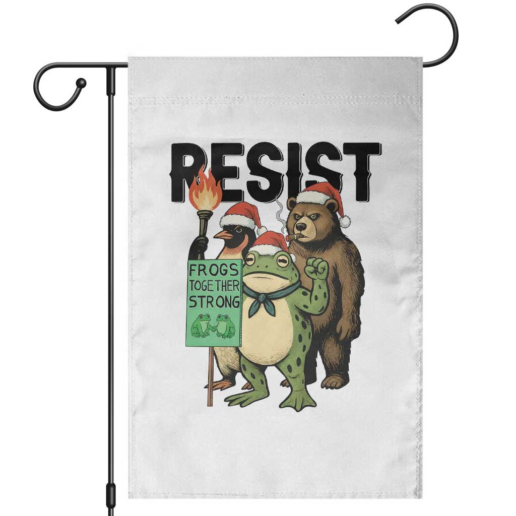 Funny Christmas Frogs Together Strong Garden Flag Portland Resist Meme Gift - Print Your Wear
