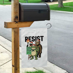 Funny Christmas Frogs Together Strong Garden Flag Portland Resist Meme Gift - Print Your Wear