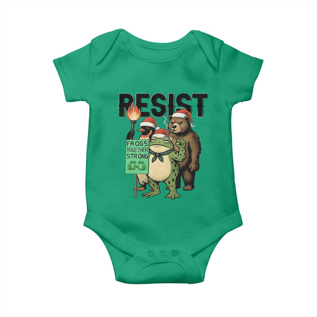 Funny Christmas Frogs Together Strong Baby Onesie Portland Resist Meme Gift TS12 Irish Green Print Your Wear