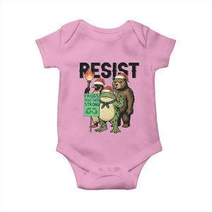 Funny Christmas Frogs Together Strong Baby Onesie Portland Resist Meme Gift TS12 Light Pink Print Your Wear