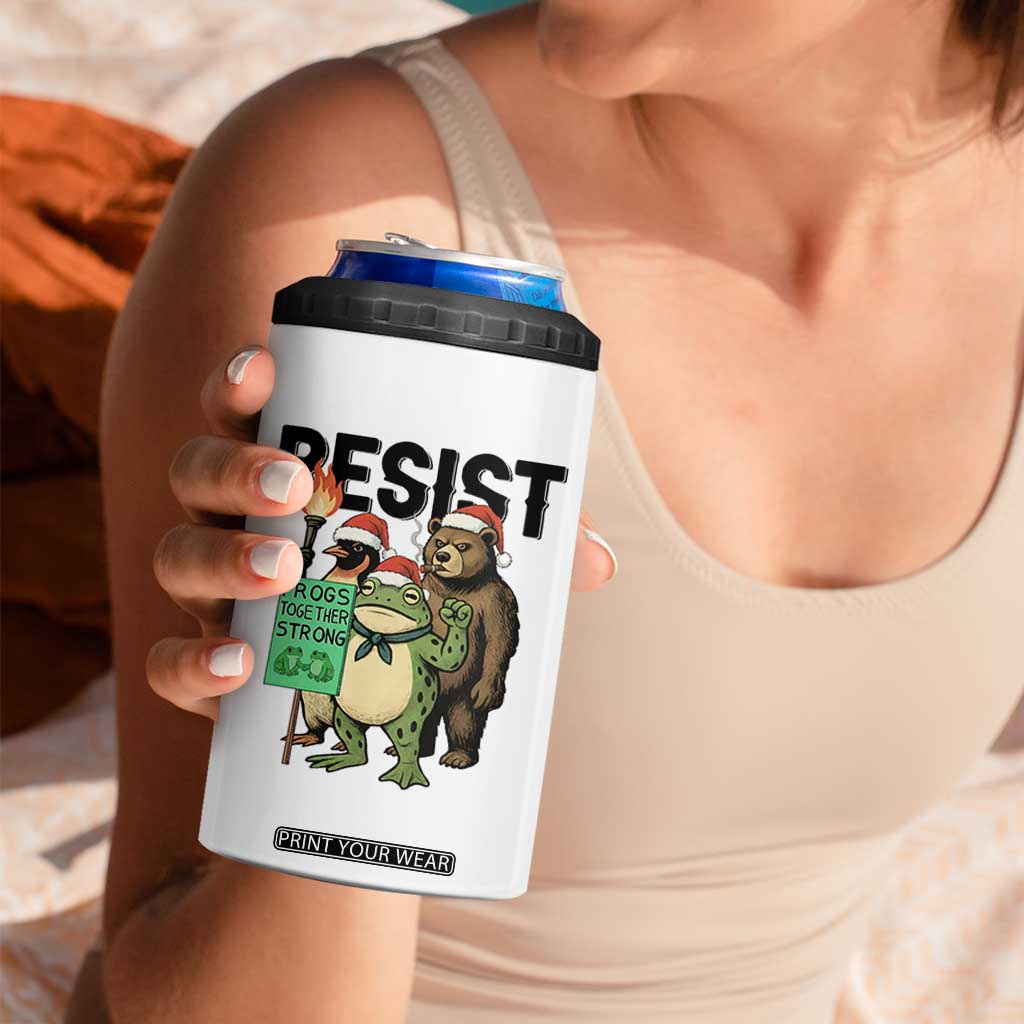 Funny Christmas Frogs Together Strong 4 in 1 Can Cooler Tumbler Portland Resist Meme Gift TS12 Print Your Wear