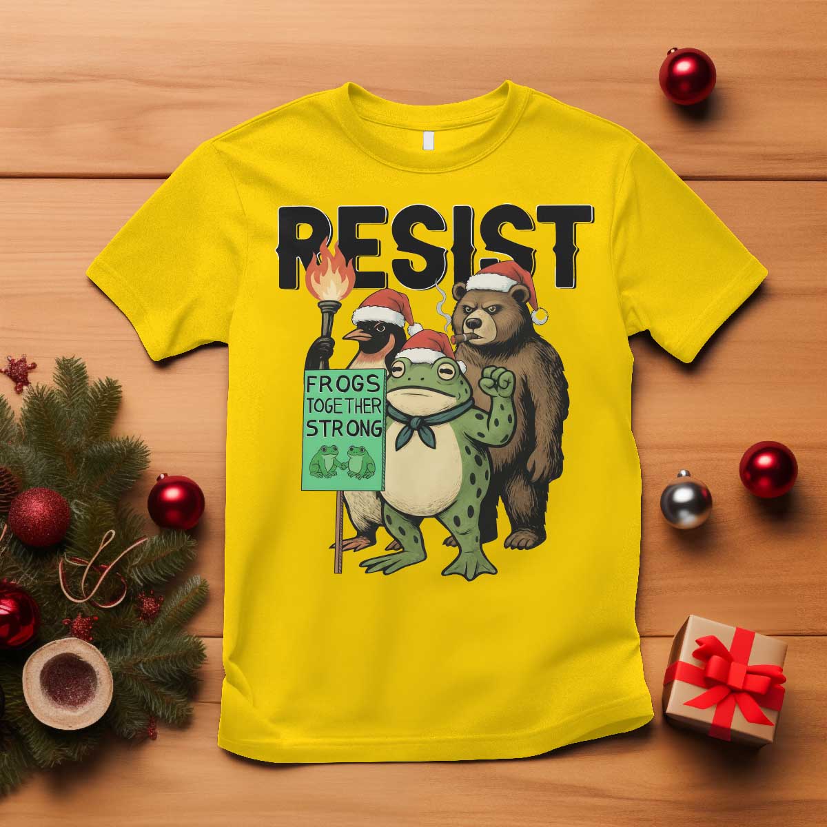 Funny Christmas Frogs Together Strong T Shirt Portland Resist Meme Gift TS12 Daisy Print Your Wear