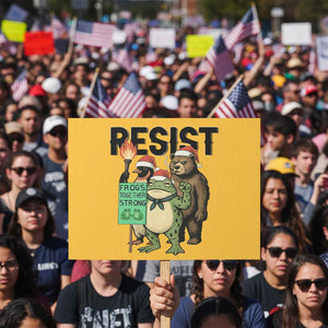 Funny Christmas Frogs Together Strong Protest Sign Portland Resist Meme Gift - Print Your Wear