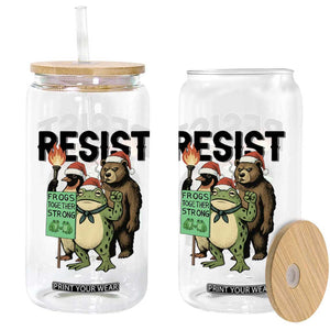 Funny Christmas Frogs Together Strong Glass Can Portland Resist Meme Gift TS12 Print Your Wear