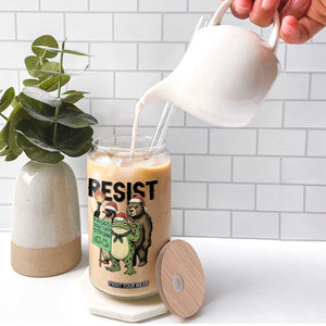 Funny Christmas Frogs Together Strong Glass Can Portland Resist Meme Gift TS12 Print Your Wear