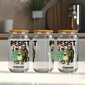 Funny Christmas Frogs Together Strong Glass Can Portland Resist Meme Gift TS12 Print Your Wear