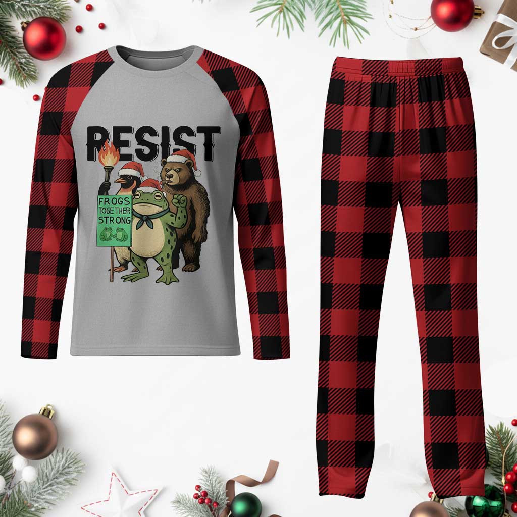 Funny Xmas Frogs Together Strong Plaid Pajama Set Portland Resist Meme Gift TS12 Buffalo Plaid Print Your Wear
