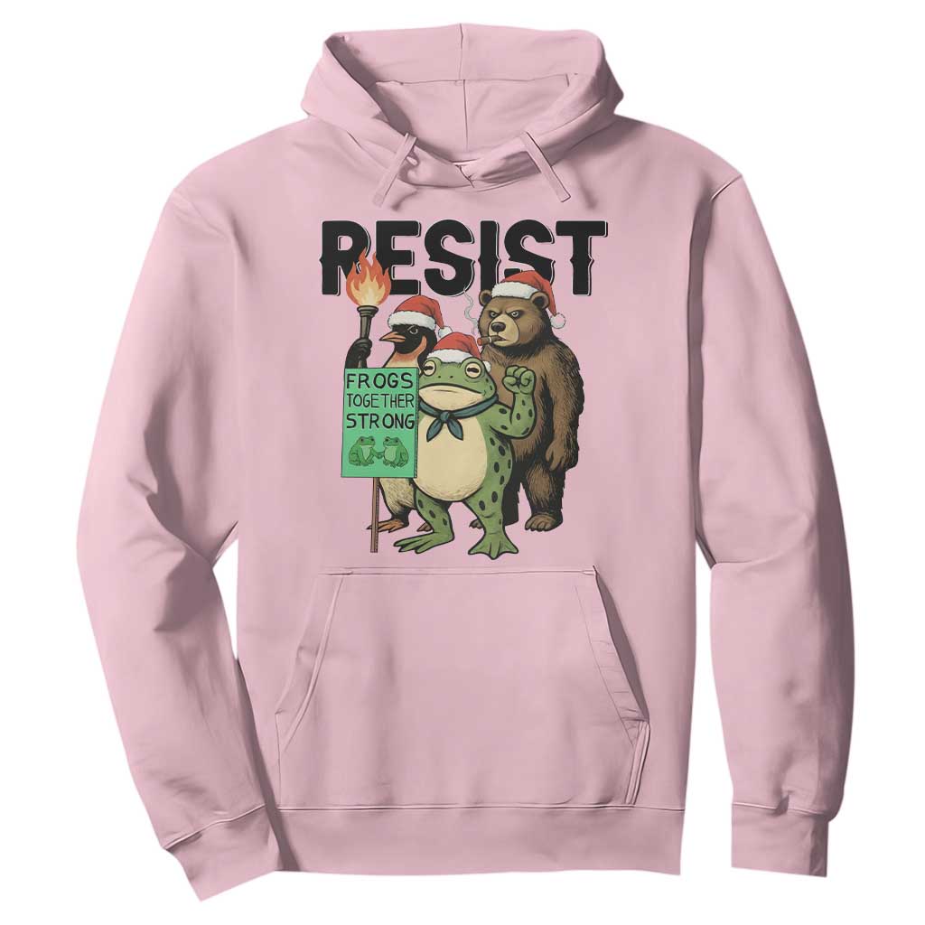 Funny Christmas Frogs Together Strong Hoodie Portland Resist Meme Gift TS12 Light Pink Print Your Wear