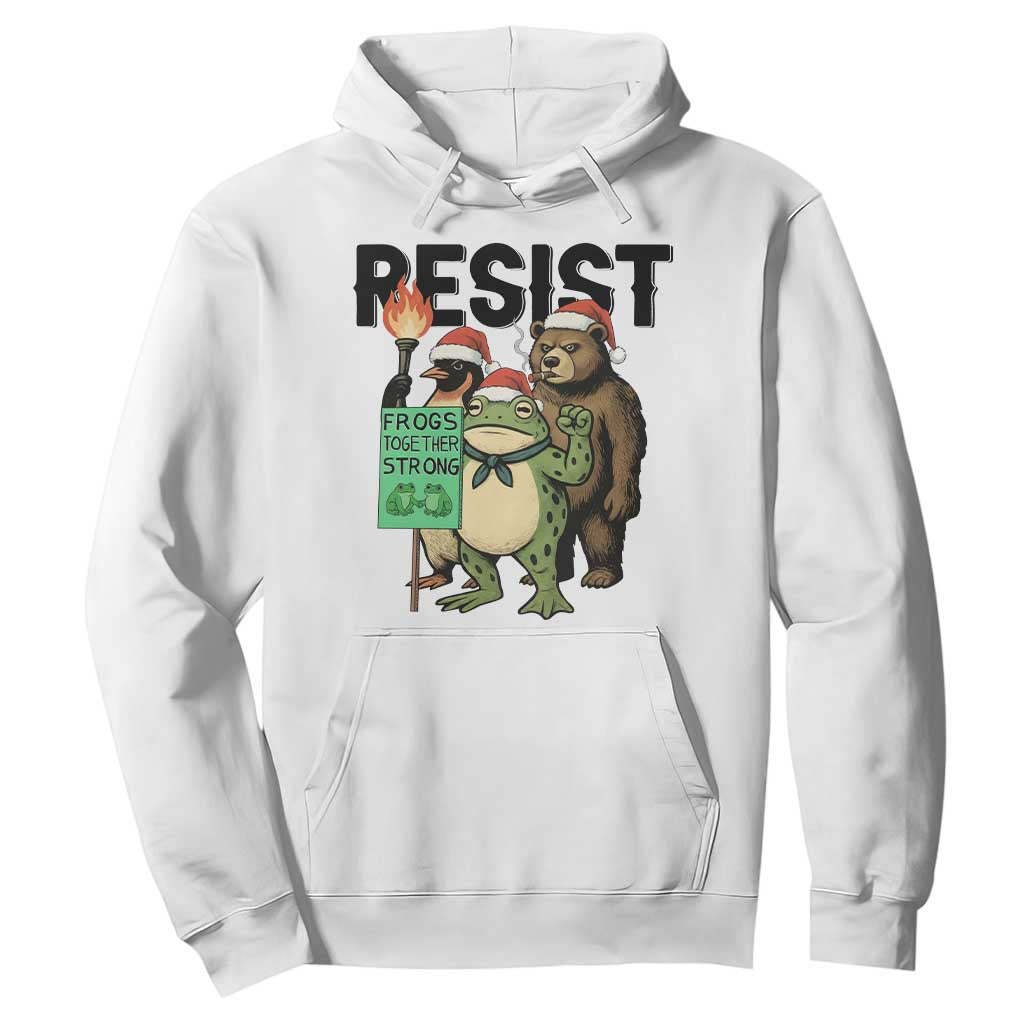Funny Christmas Frogs Together Strong Hoodie Portland Resist Meme Gift TS12 White Print Your Wear