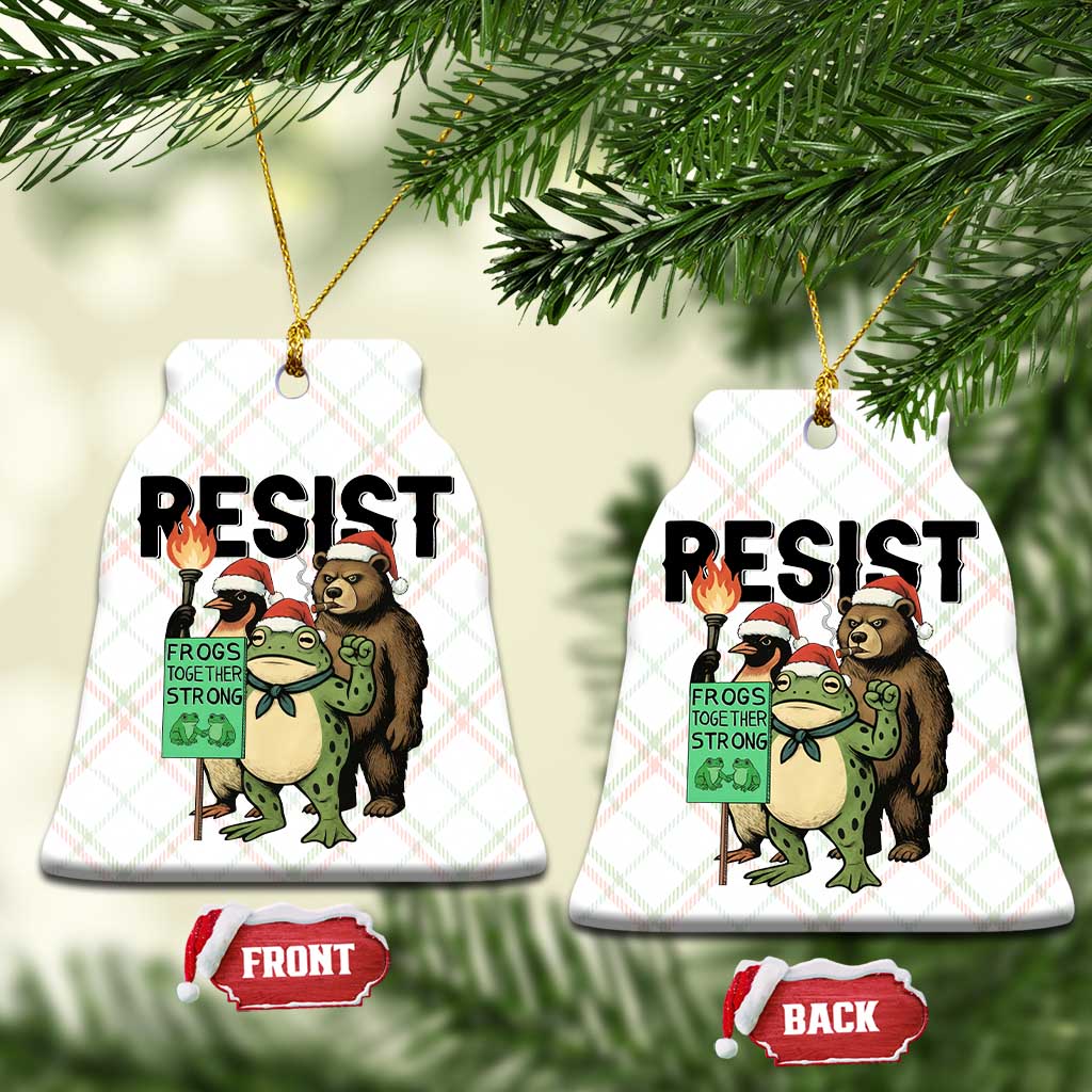 Funny Xmas Frogs Together Strong Ceramic Ornament Portland Resist Meme Gift TS12 Print Your Wear