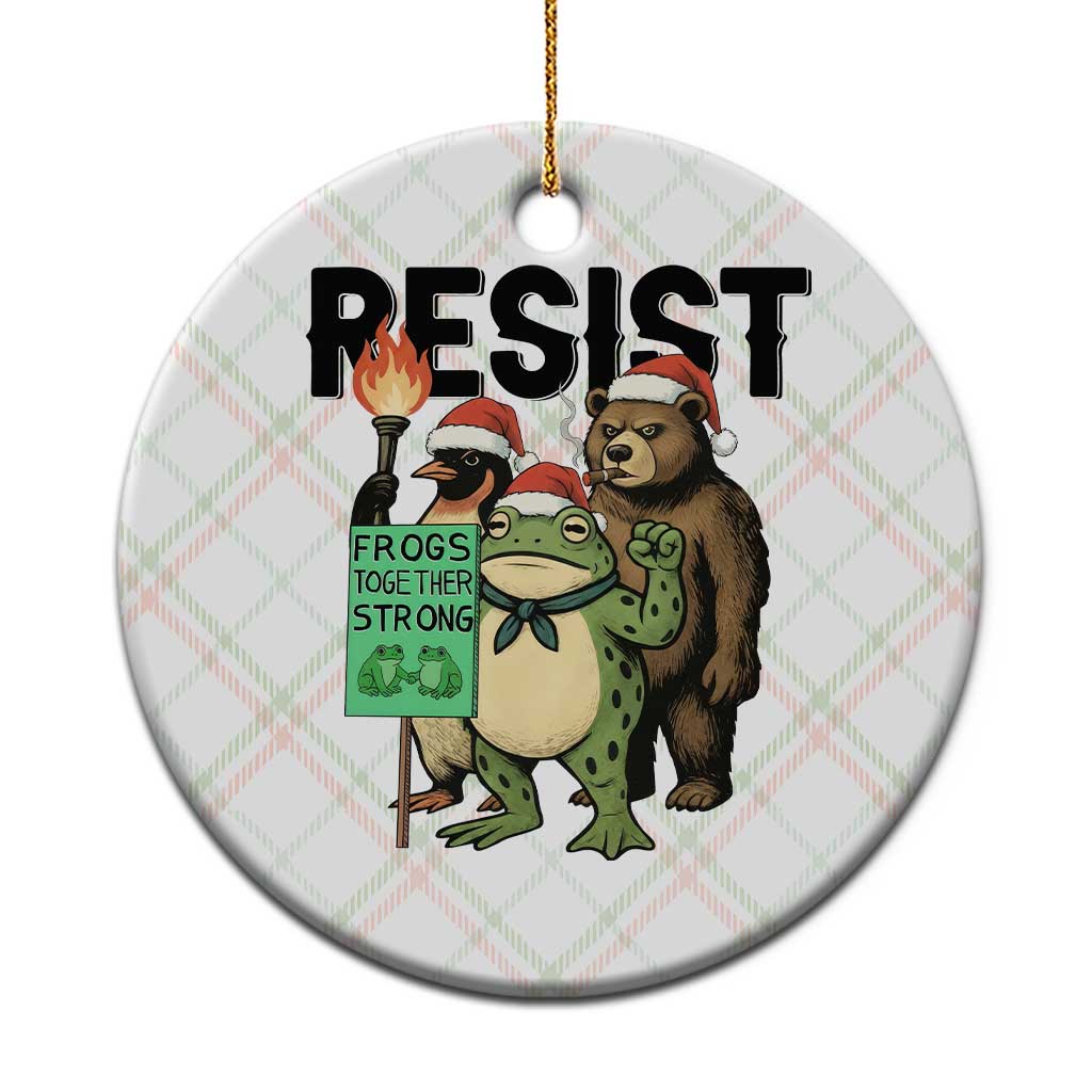 Funny Xmas Frogs Together Strong Ceramic Ornament Portland Resist Meme Gift TS12 1pc Christmas Plaid Print Your Wear