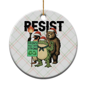 Funny Xmas Frogs Together Strong Ceramic Ornament Portland Resist Meme Gift - Print Your Wear