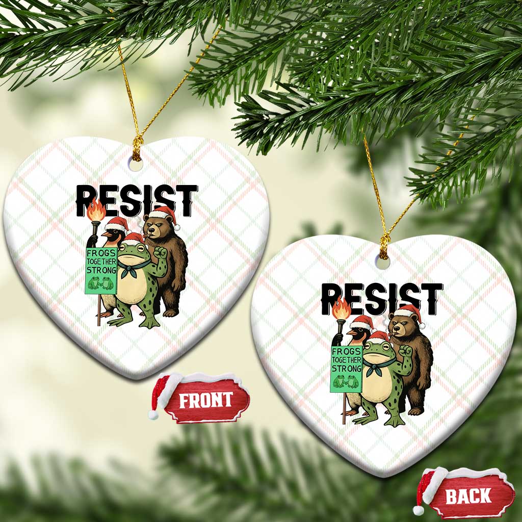 Funny Xmas Frogs Together Strong Ceramic Ornament Portland Resist Meme Gift TS12 Print Your Wear