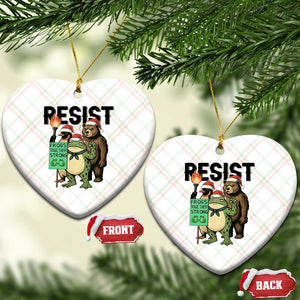 Funny Xmas Frogs Together Strong Ceramic Ornament Portland Resist Meme Gift - Print Your Wear