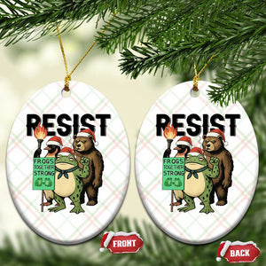 Funny Xmas Frogs Together Strong Ceramic Ornament Portland Resist Meme Gift - Print Your Wear