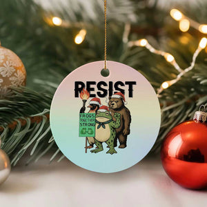 Funny Xmas Frogs Together Strong Ceramic Ornament Portland Resist Meme Gift - Print Your Wear