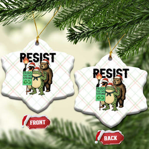 Funny Xmas Frogs Together Strong Ceramic Ornament Portland Resist Meme Gift - Print Your Wear
