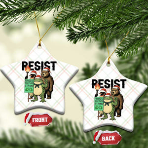 Funny Xmas Frogs Together Strong Ceramic Ornament Portland Resist Meme Gift - Print Your Wear