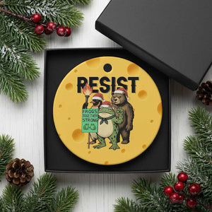 Funny Xmas Frogs Together Strong Ceramic Ornament Portland Resist Meme Gift - Print Your Wear