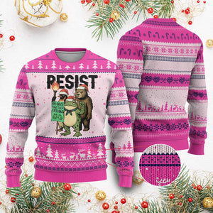Funny Xmas Frogs Together Strong Ugly Christmas Sweater Portland Resist Meme Gift TS12 Hot Pink Print Your Wear