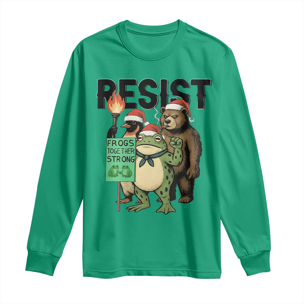 Funny Christmas Frogs Together Strong Long Sleeve Shirt Portland Resist Meme Gift TS12 Irish Green Print Your Wear