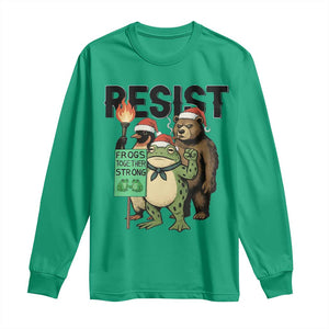 Funny Christmas Frogs Together Strong Long Sleeve Shirt Portland Resist Meme Gift - Print Your Wear