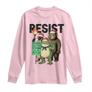 Funny Christmas Frogs Together Strong Long Sleeve Shirt Portland Resist Meme Gift TS12 Light Pink Print Your Wear