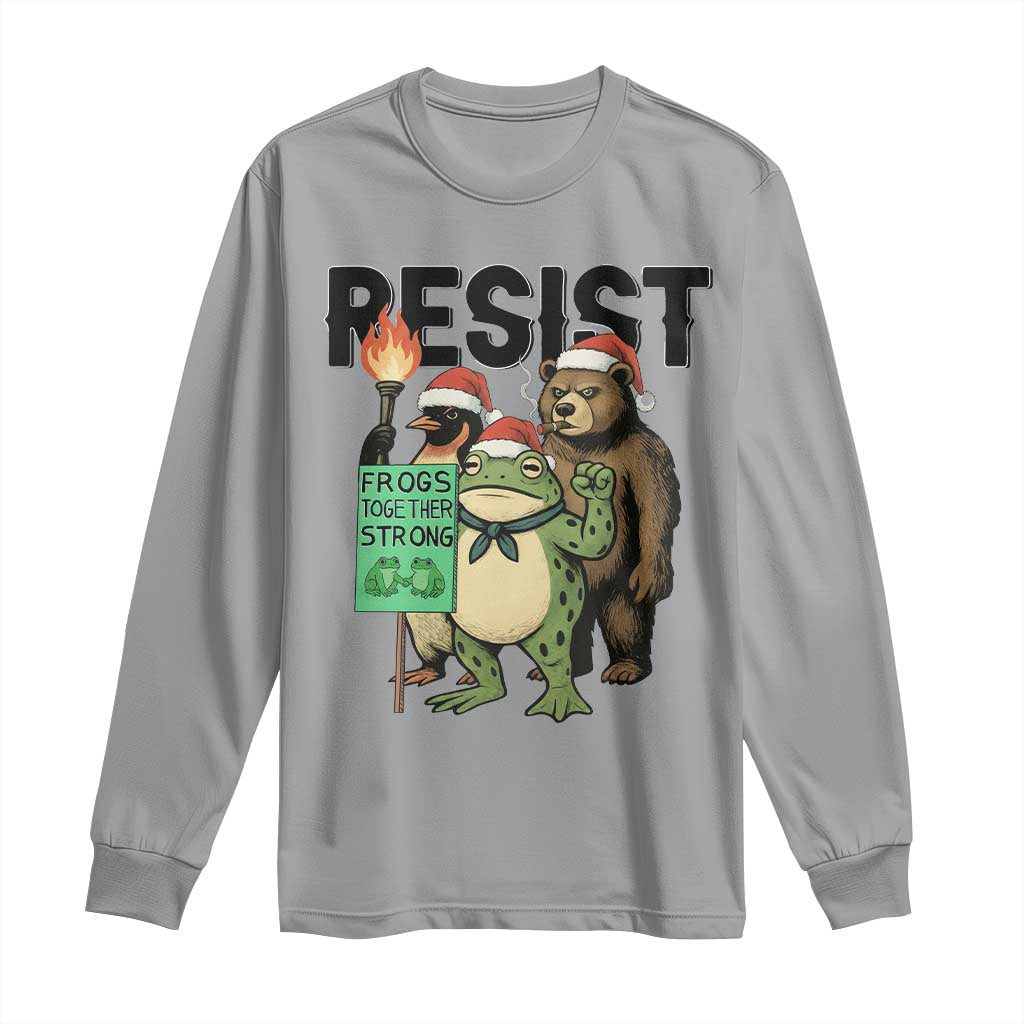 Funny Christmas Frogs Together Strong Long Sleeve Shirt Portland Resist Meme Gift TS12 Sport Gray Print Your Wear