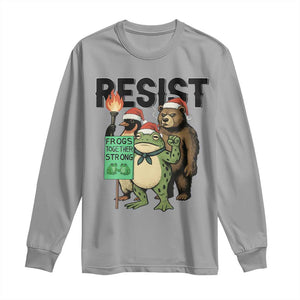 Funny Christmas Frogs Together Strong Long Sleeve Shirt Portland Resist Meme Gift TS12 Sport Gray Print Your Wear