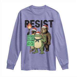 Funny Christmas Frogs Together Strong Long Sleeve Shirt Portland Resist Meme Gift TS12 Violet Print Your Wear