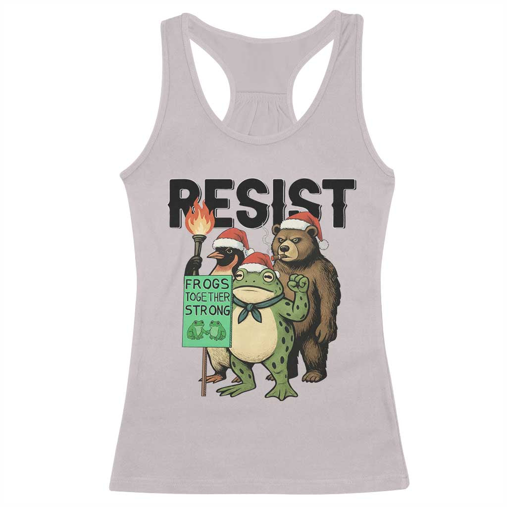 Funny Christmas Frogs Together Strong Racerback Tank Top Portland Resist Meme Gift TS12 Ice Gray Print Your Wear