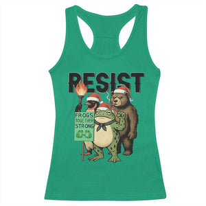 Funny Christmas Frogs Together Strong Racerback Tank Top Portland Resist Meme Gift - Print Your Wear
