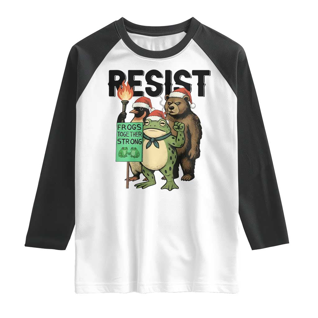 Funny Christmas Frogs Together Strong Raglan Shirt Portland Resist Meme Gift - Print Your Wear