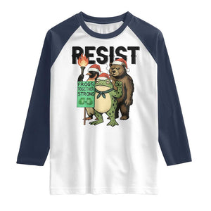 Funny Christmas Frogs Together Strong Raglan Shirt Portland Resist Meme Gift TS12 White Navy Print Your Wear
