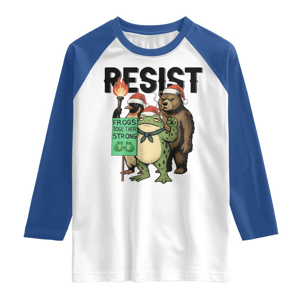 Funny Christmas Frogs Together Strong Raglan Shirt Portland Resist Meme Gift TS12 White Royal Print Your Wear