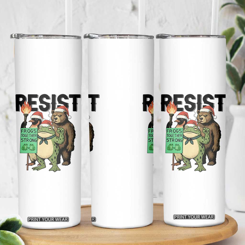 Funny Christmas Frogs Together Strong Skinny Tumbler Portland Resist Meme Gift - Print Your Wear