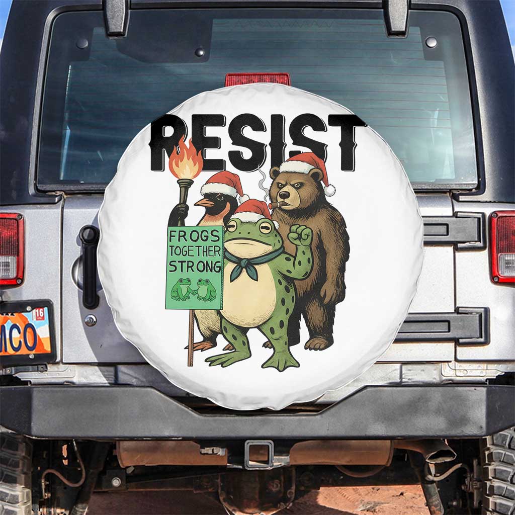 Funny Christmas Frogs Together Strong Spare Tire Cover Portland Resist Meme Gift TS12 No hole White Print Your Wear