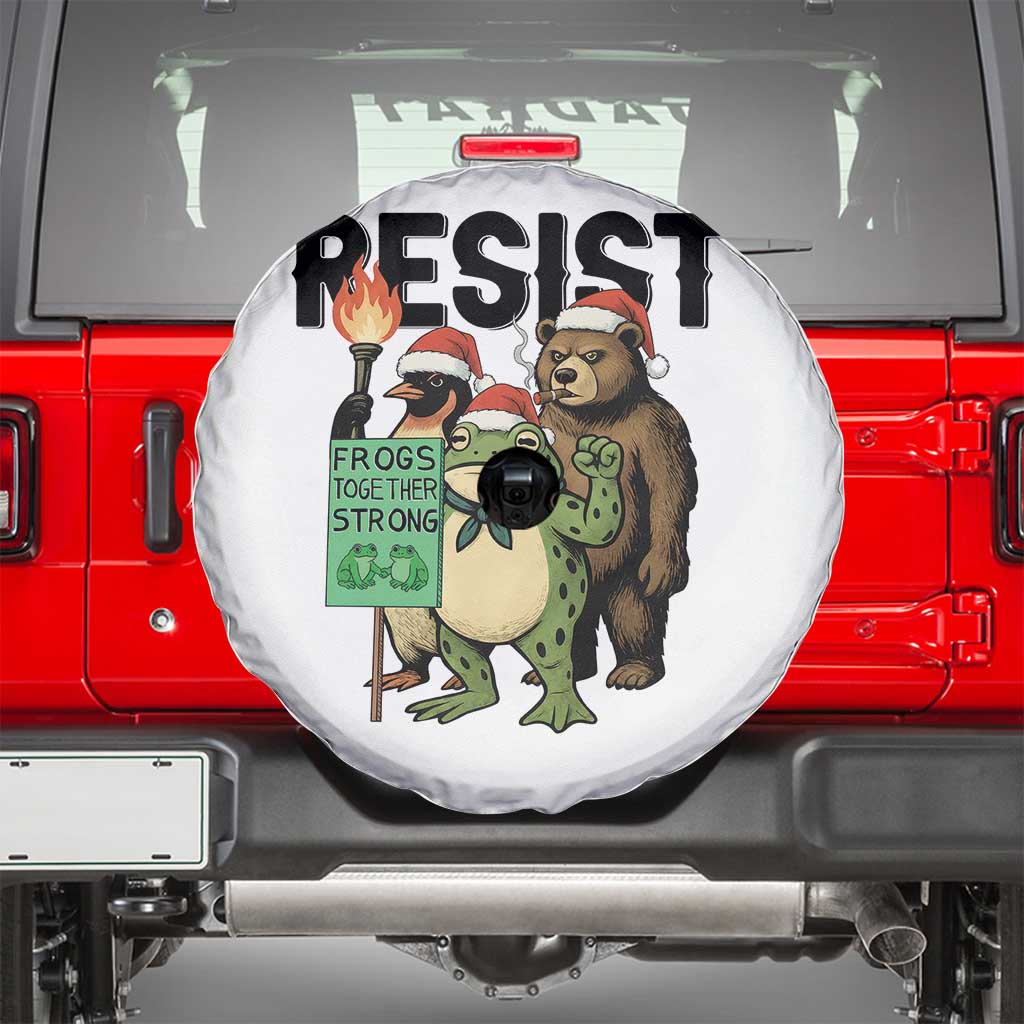 Funny Christmas Frogs Together Strong Spare Tire Cover Portland Resist Meme Gift TS12 White Print Your Wear