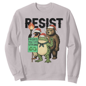 Funny Christmas Frogs Together Strong Sweatshirt Portland Resist Meme Gift - Print Your Wear