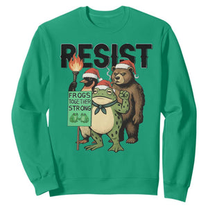 Funny Christmas Frogs Together Strong Sweatshirt Portland Resist Meme Gift - Print Your Wear