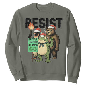Funny Christmas Frogs Together Strong Sweatshirt Portland Resist Meme Gift - Print Your Wear