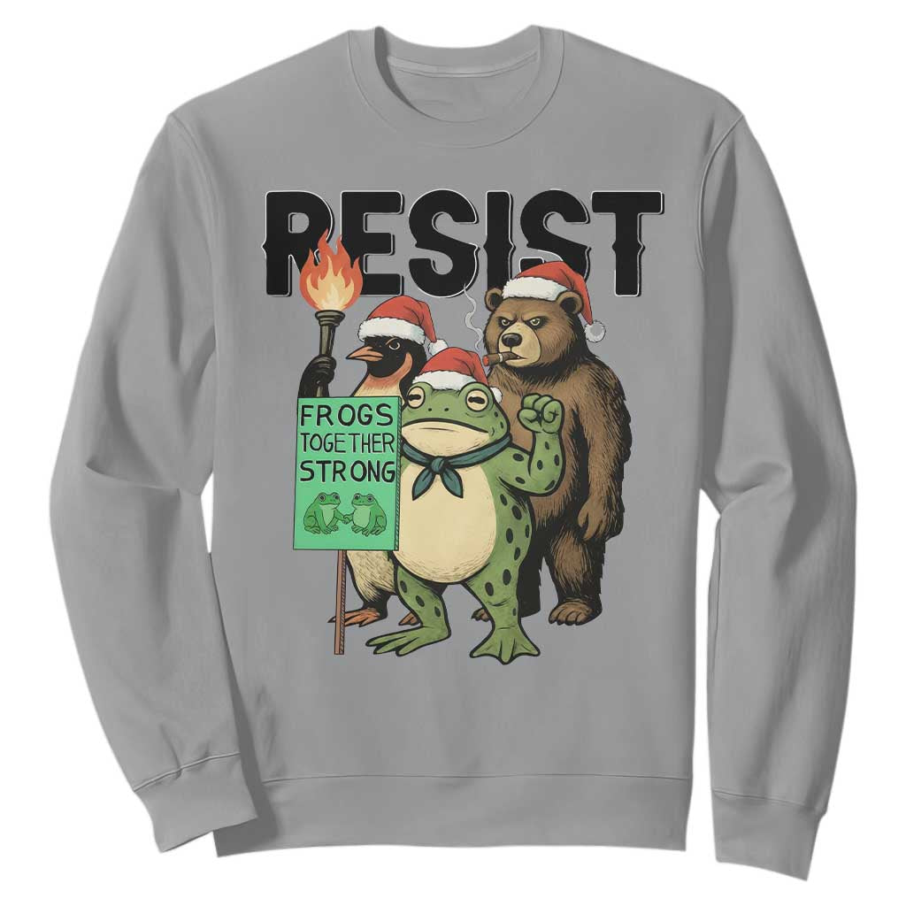 Funny Christmas Frogs Together Strong Sweatshirt Portland Resist Meme Gift TS12 Sport Gray Print Your Wear