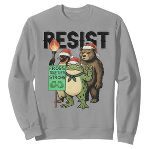 Funny Christmas Frogs Together Strong Sweatshirt Portland Resist Meme Gift TS12 Sport Gray Print Your Wear