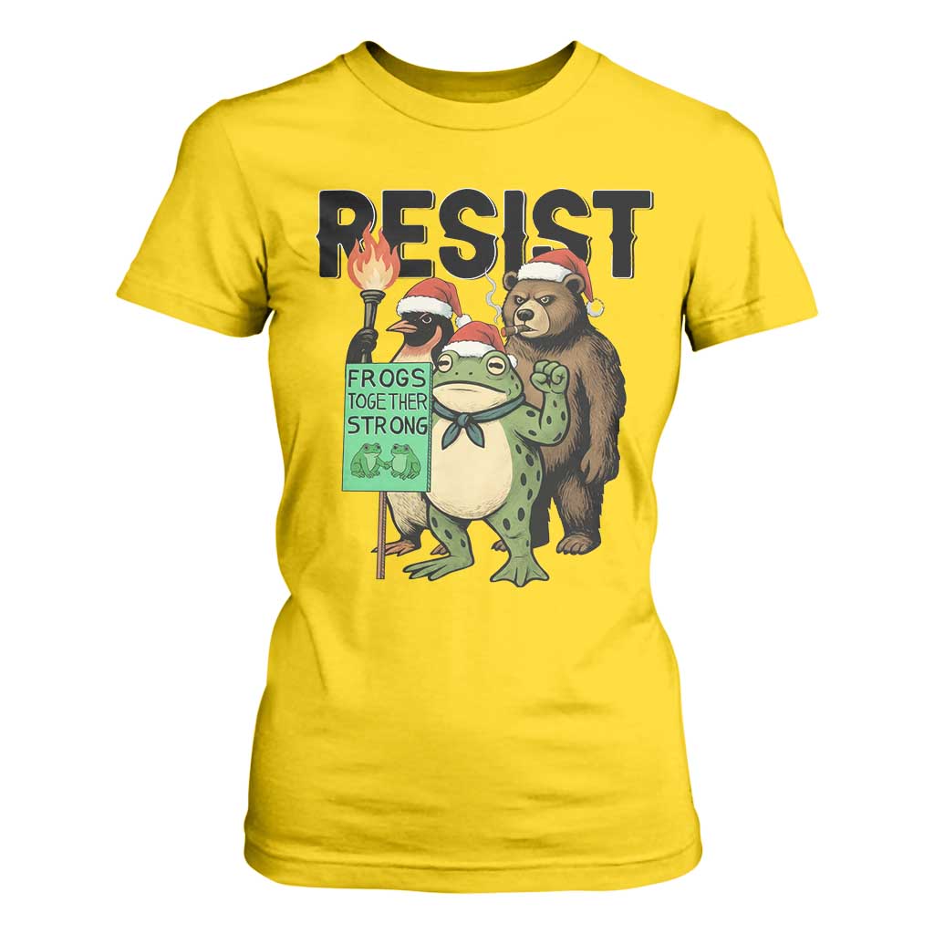 Funny Christmas Frogs Together Strong T Shirt For Women Portland Resist Meme Gift TS12 Daisy Print Your Wear