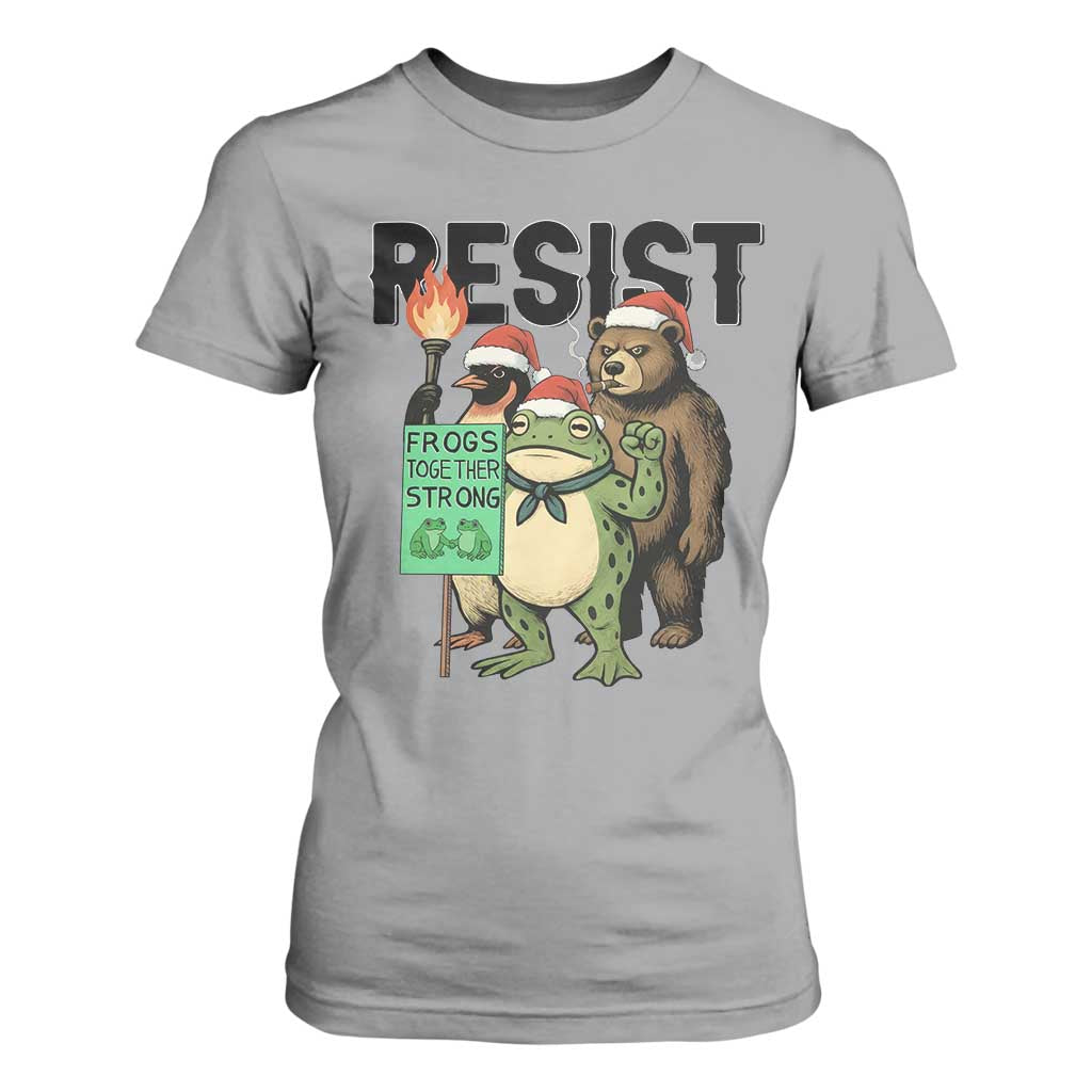 Funny Christmas Frogs Together Strong T Shirt For Women Portland Resist Meme Gift TS12 Sport Gray Print Your Wear