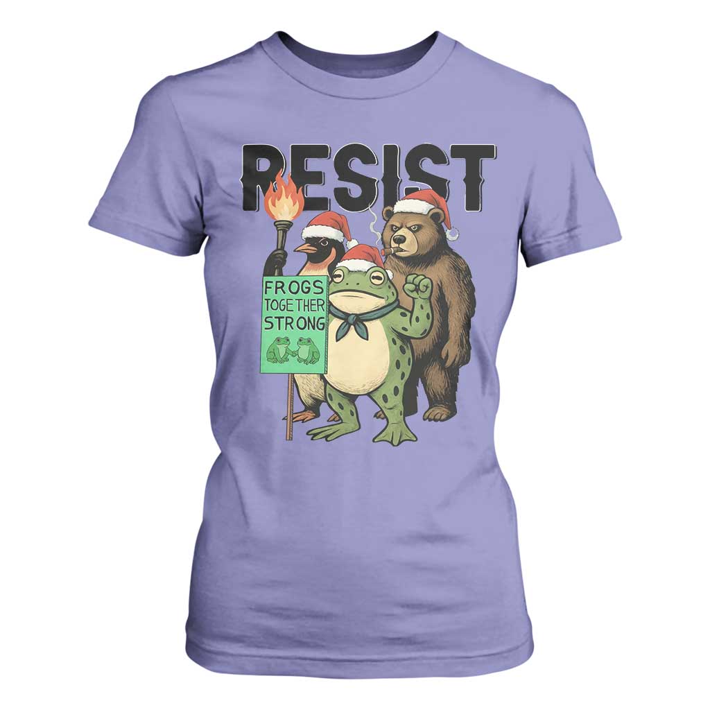 Funny Christmas Frogs Together Strong T Shirt For Women Portland Resist Meme Gift TS12 Violet Print Your Wear