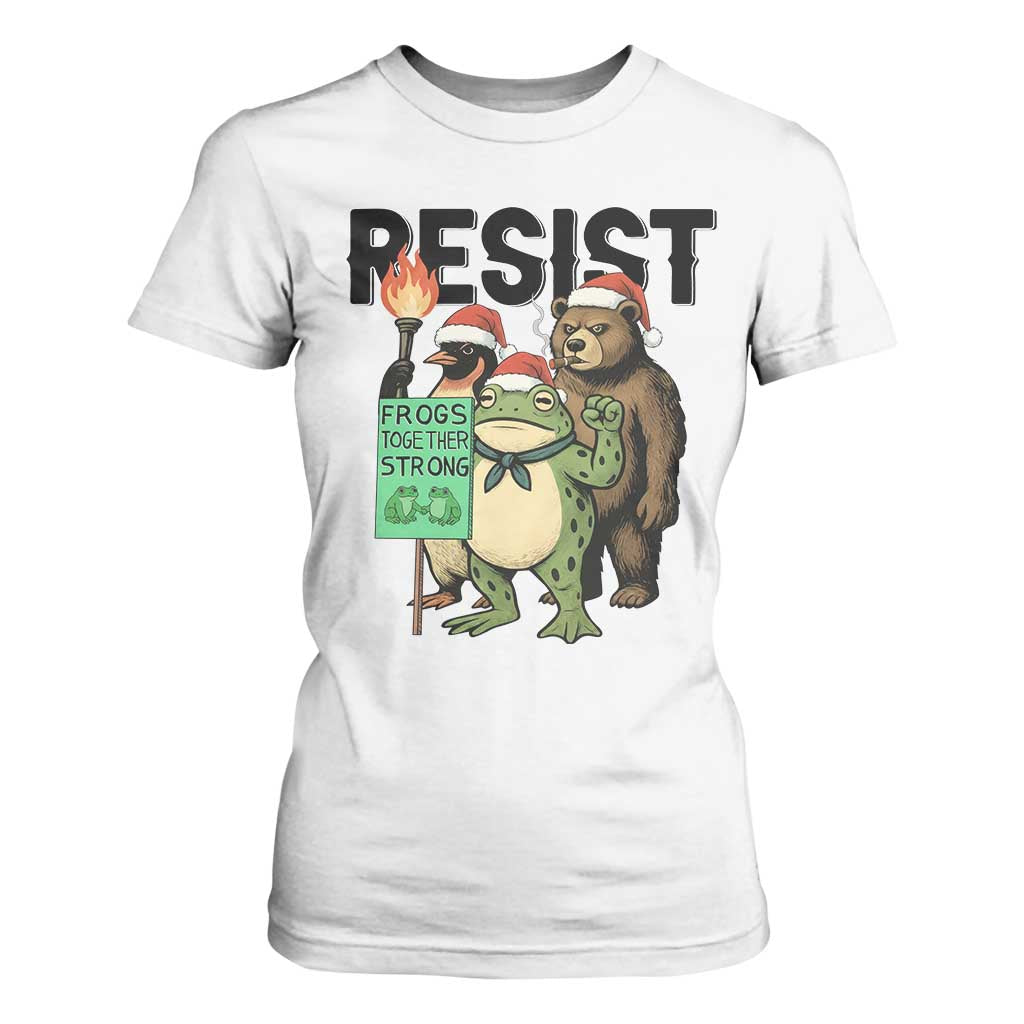 Funny Christmas Frogs Together Strong T Shirt For Women Portland Resist Meme Gift TS12 White Print Your Wear