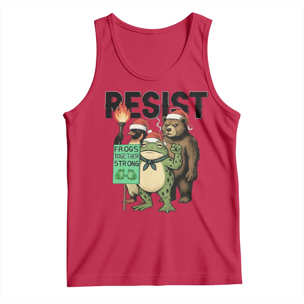 Funny Christmas Frogs Together Strong Tank Top Portland Resist Meme Gift TS12 Red Print Your Wear